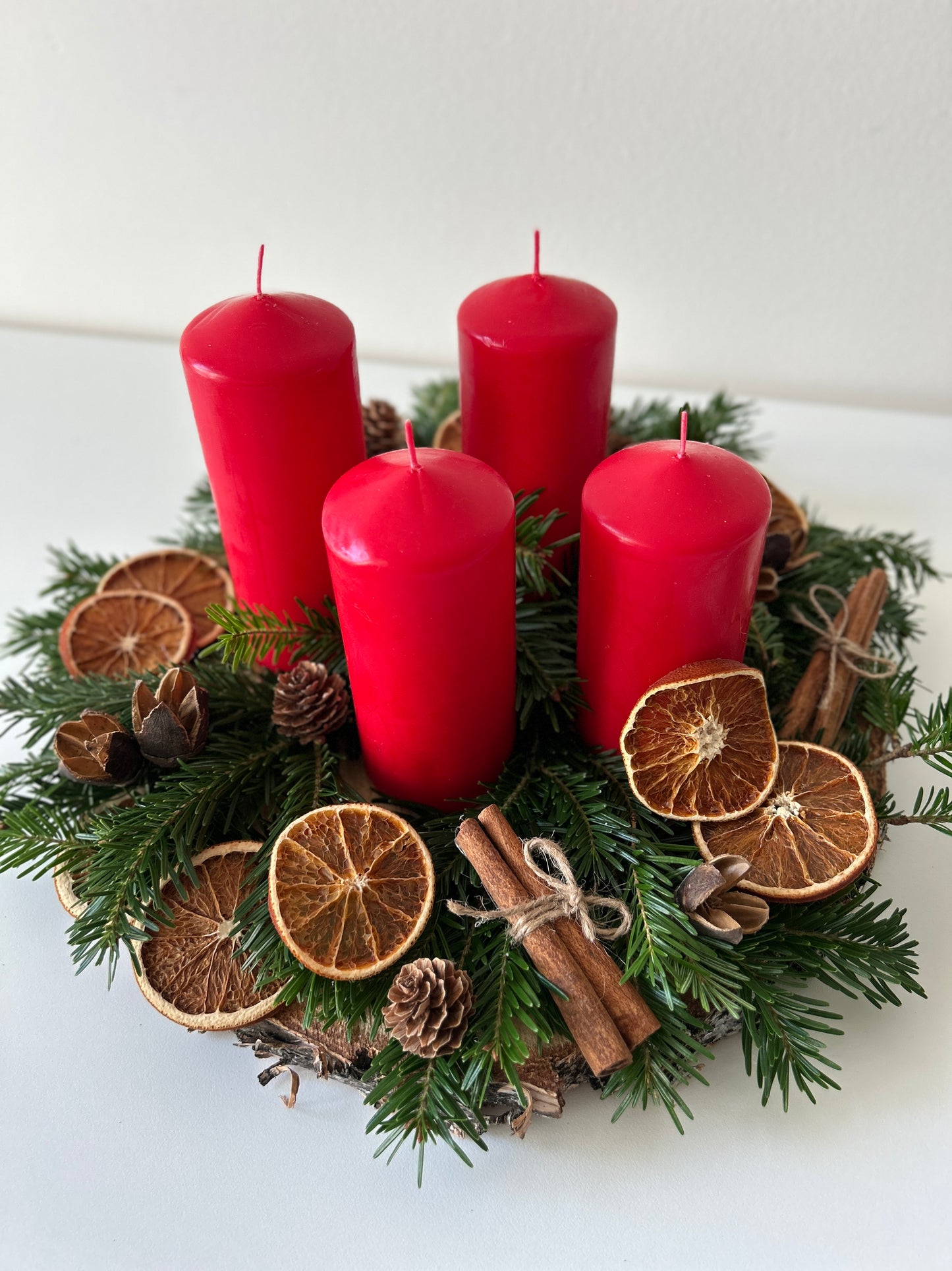 Nordic Birch Red Candles Advent Wreath