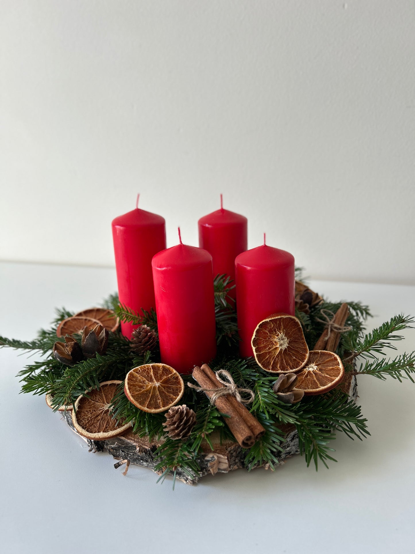 Nordic Birch Red Candles Advent Wreath