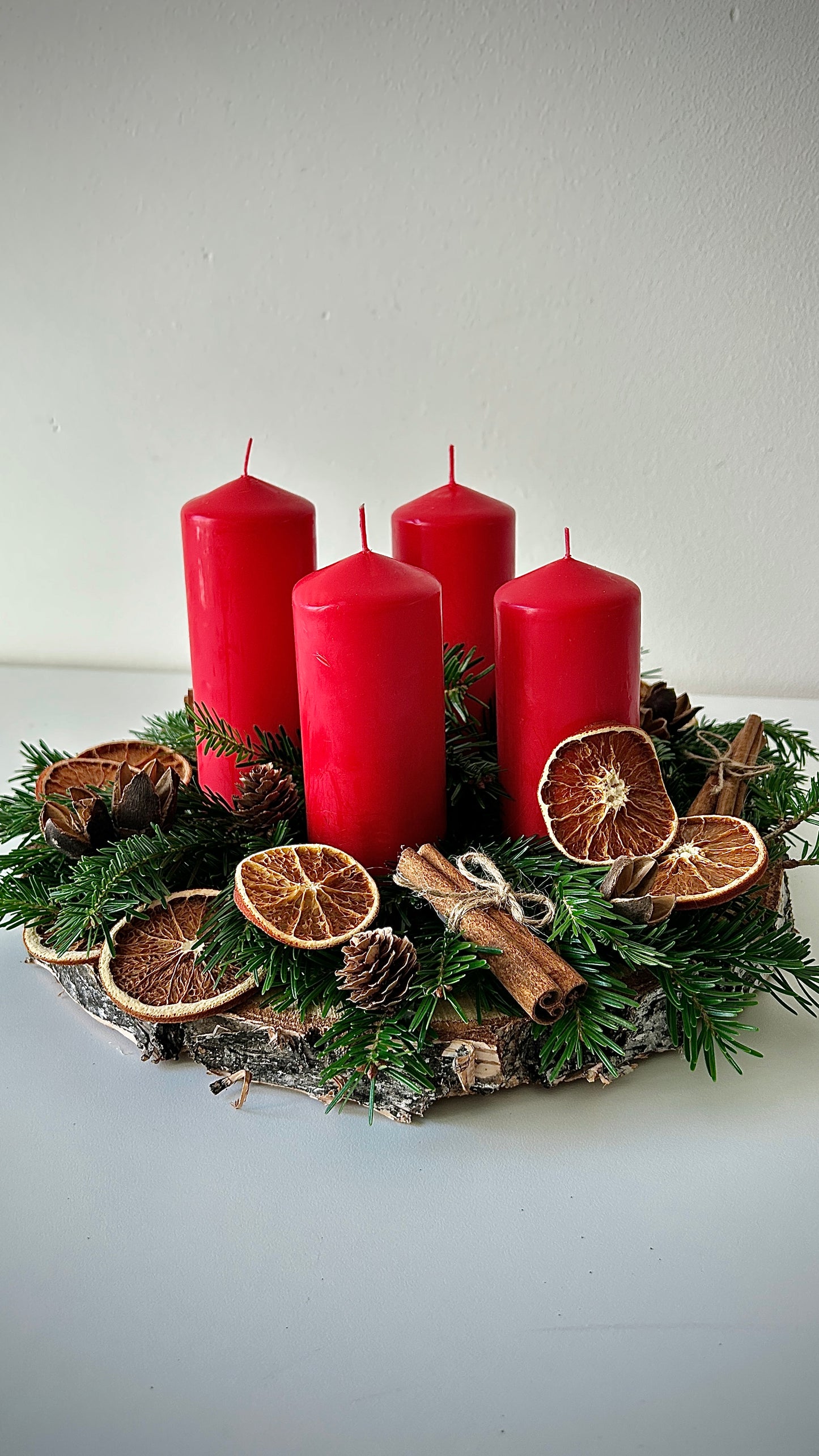 Nordic Birch Red Candles Advent Wreath