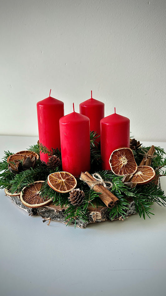Nordic Birch Red Candles Advent Wreath
